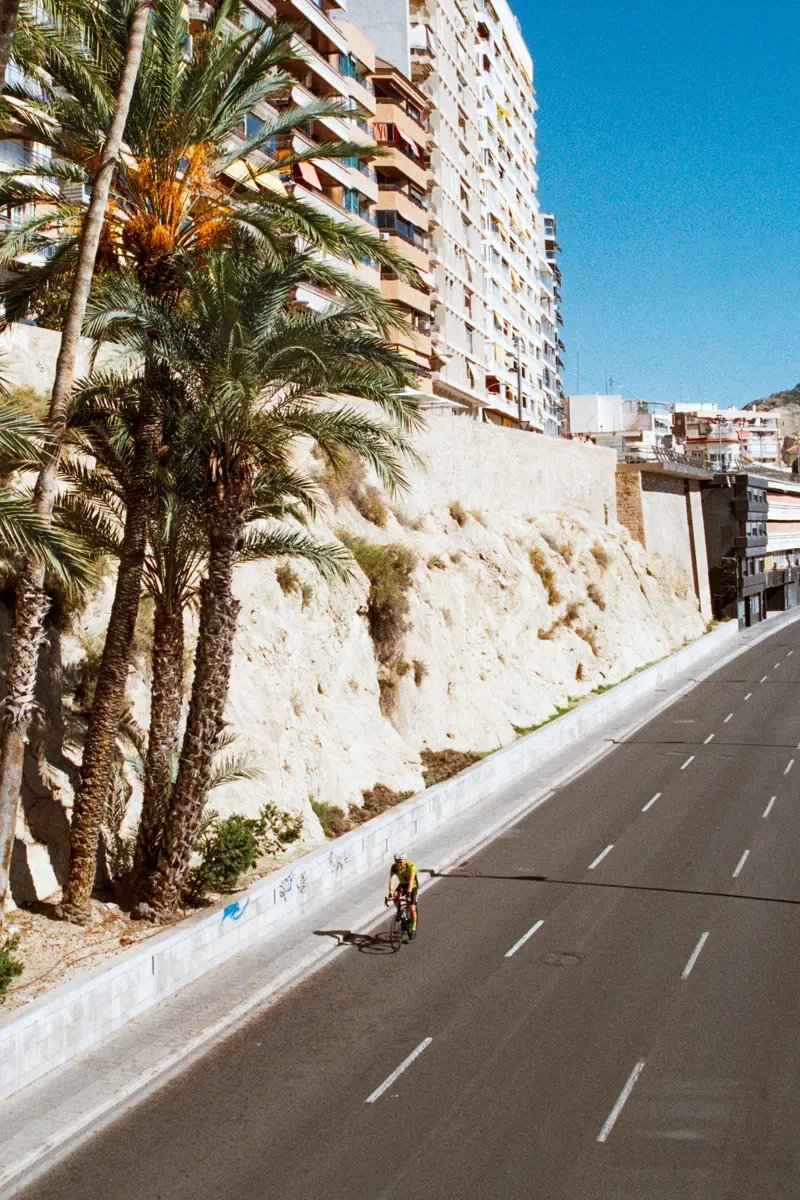 Cyclist in a freeway